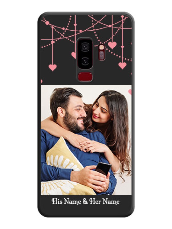 Custom Pink Love Hangings with Text on Space Black Custom Soft Matte Back Cover - Galaxy S9 Plus