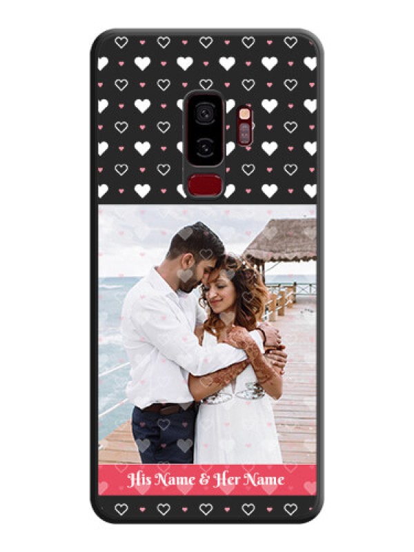 Custom White Color Love Symbols with Text Design on Photo on Space Black Soft Matte Phone Cover - Galaxy S9 Plus