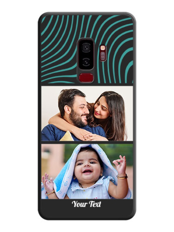 Custom Wave Pattern with 2 Image Holder on Space Black Personalized Soft Matte Phone Covers - Galaxy S9 Plus