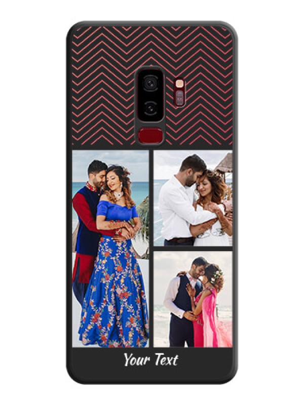 Custom Wave Pattern with 3 Image Holder on Space Black Custom Soft Matte Back Cover - Galaxy S9 Plus
