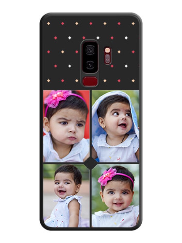 Custom Multicolor Dotted Pattern with 4 Image Holder on Space Black Custom Soft Matte Phone Cases - Galaxy S9 Plus