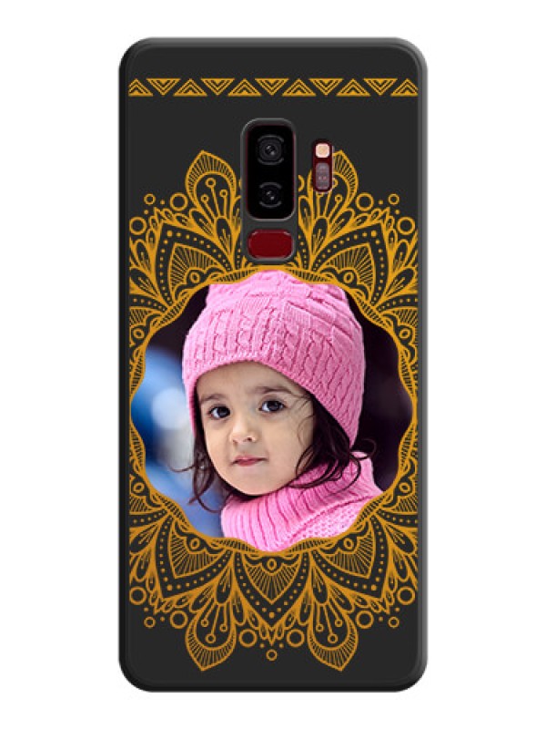 Custom Round Image with Floral Design on Photo on Space Black Soft Matte Mobile Cover - Galaxy S9 Plus