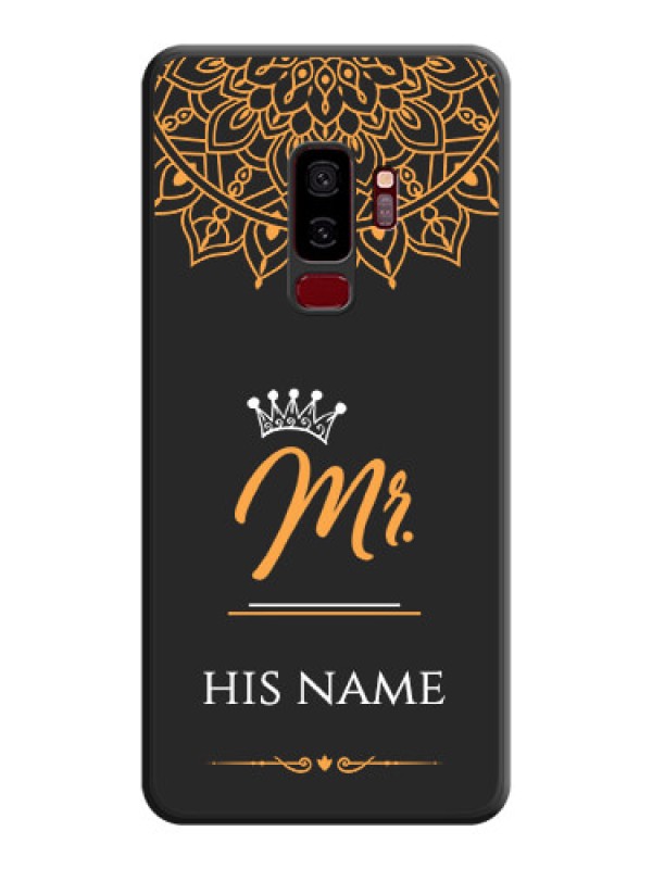Custom Mr Name with Floral Design  on Personalised Space Black Soft Matte Cases - Galaxy S9 Plus
