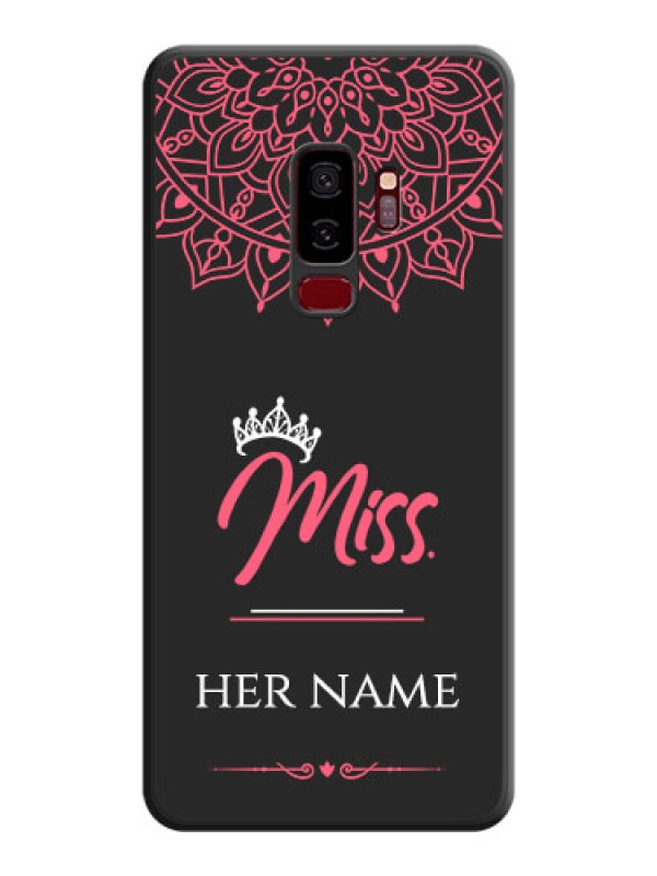 Custom Mrs Name with Floral Design on Space Black Personalized Soft Matte Phone Covers - Galaxy S9 Plus