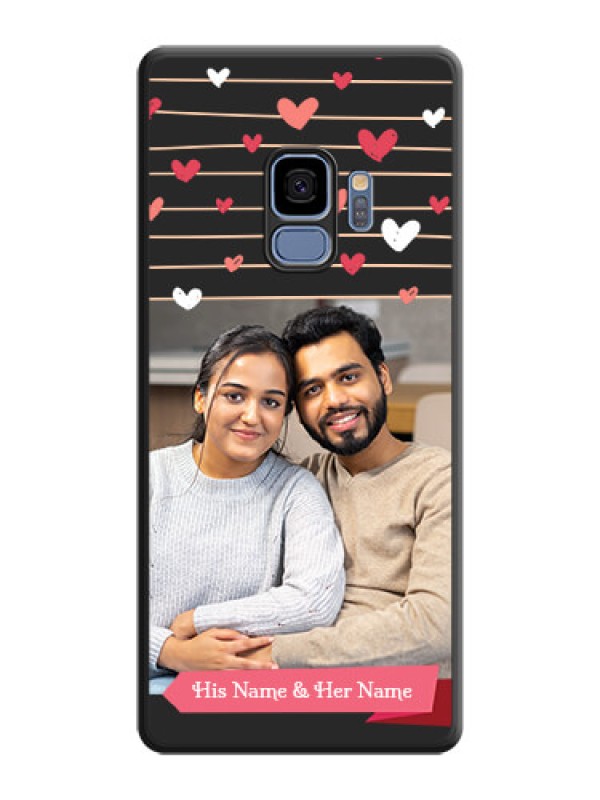 Custom Love Pattern with Name on Pink Ribbon  on Photo on Space Black Soft Matte Back Cover - Galaxy S9