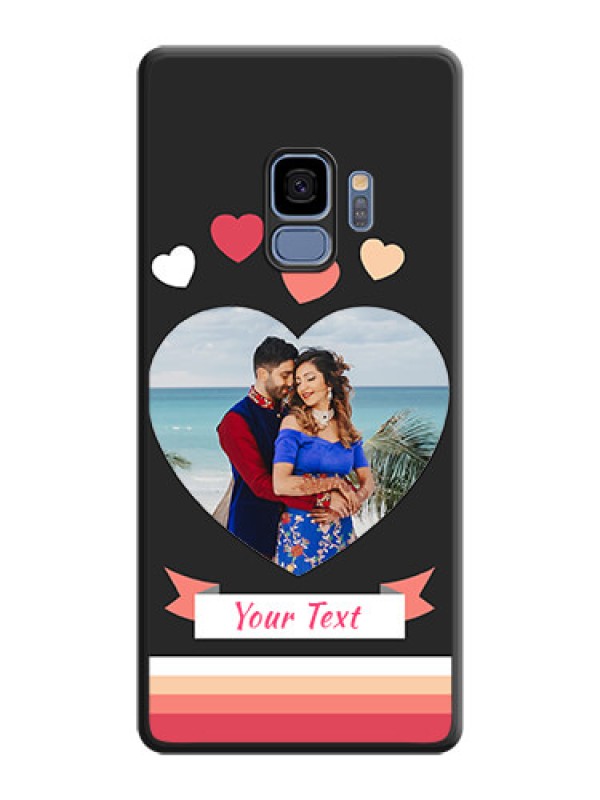 Custom Love Shaped Photo with Colorful Stripes on Personalised Space Black Soft Matte Cases - Galaxy S9