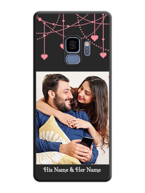 Custom Pink Love Hangings with Text on Space Black Custom Soft Matte Back Cover - Galaxy S9