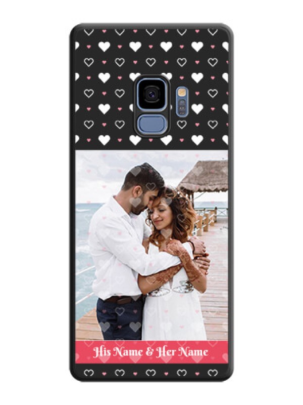 Custom White Color Love Symbols with Text Design on Photo on Space Black Soft Matte Phone Cover - Galaxy S9