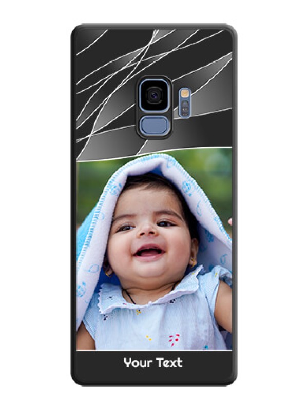 Custom Mixed Wave Lines on Photo on Space Black Soft Matte Mobile Cover - Galaxy S9
