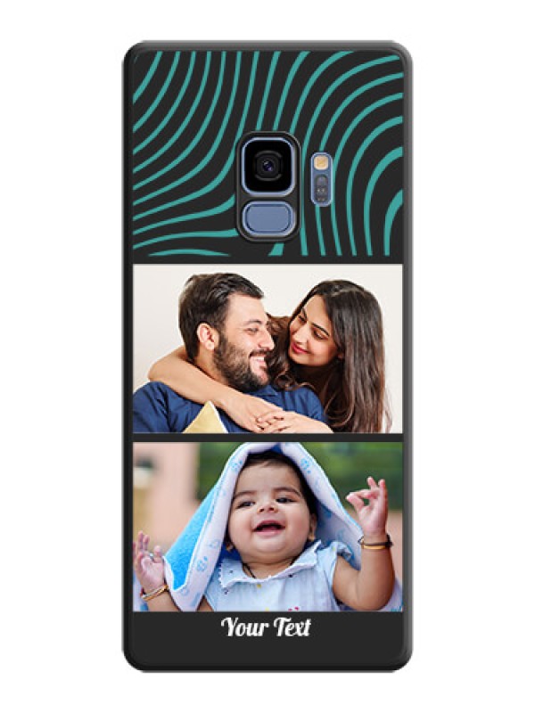 Custom Wave Pattern with 2 Image Holder on Space Black Personalized Soft Matte Phone Covers - Galaxy S9