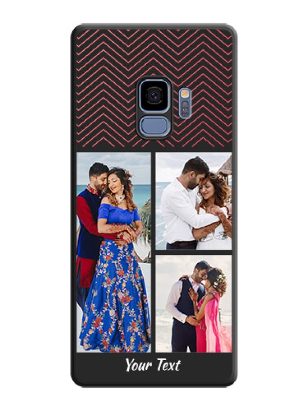 Custom Wave Pattern with 3 Image Holder on Space Black Custom Soft Matte Back Cover - Galaxy S9