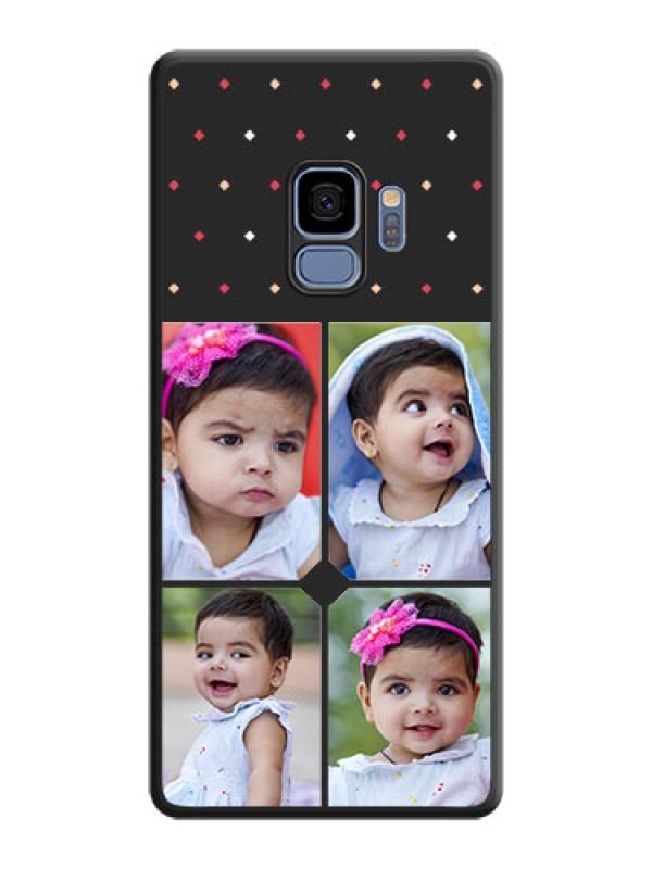 Custom Multicolor Dotted Pattern with 4 Image Holder on Space Black Custom Soft Matte Phone Cases - Galaxy S9