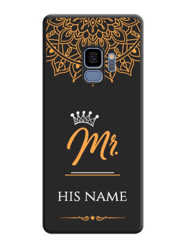 Custom Mr Name with Floral Design  on Personalised Space Black Soft Matte Cases - Galaxy S9