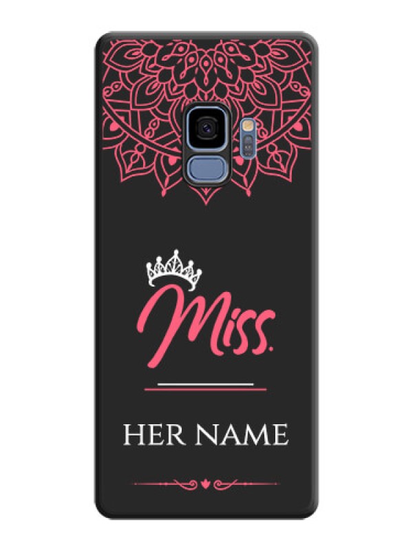 Custom Mrs Name with Floral Design on Space Black Personalized Soft Matte Phone Covers - Galaxy S9