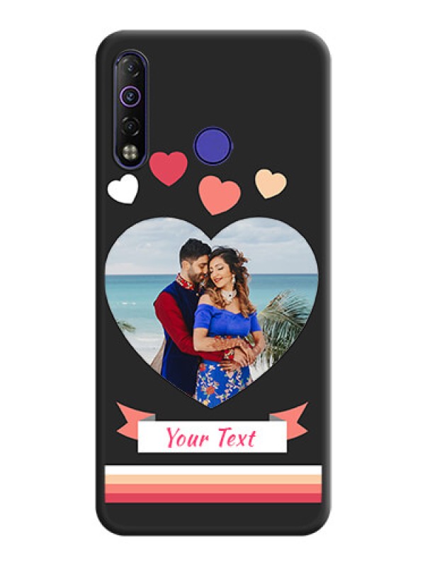 Custom Love Shaped Photo with Colorful Stripes on Personalised Space Black Soft Matte Cases - Tecno Camon 12 Air