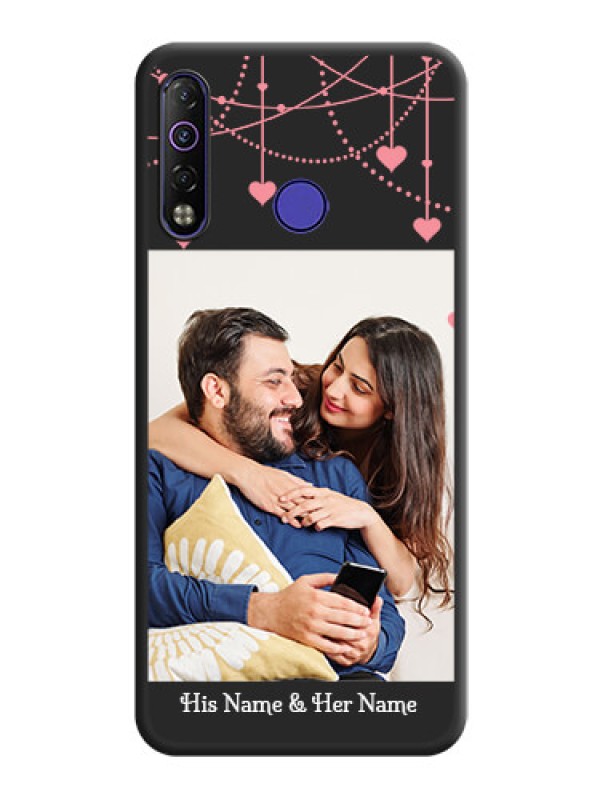 Custom Pink Love Hangings with Text on Space Black Custom Soft Matte Back Cover - Tecno Camon 12 Air