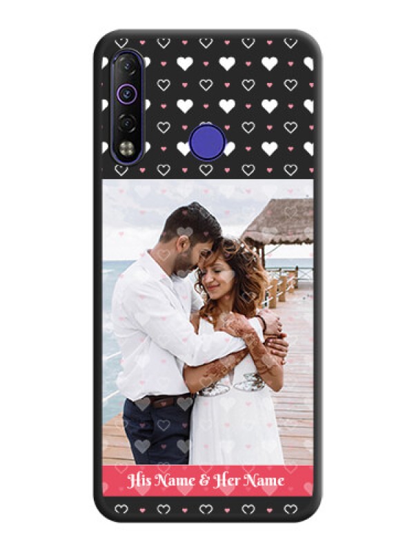 Custom White Color Love Symbols with Text Design on Photo on Space Black Soft Matte Phone Cover - Tecno Camon 12 Air