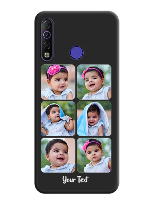 Custom Floral Art with 6 Image Holder on Photo on Space Black Soft Matte Mobile Case - Tecno Camon 12 Air