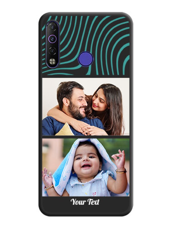 Custom Wave Pattern with 2 Image Holder on Space Black Personalized Soft Matte Phone Covers - Tecno Camon 12 Air