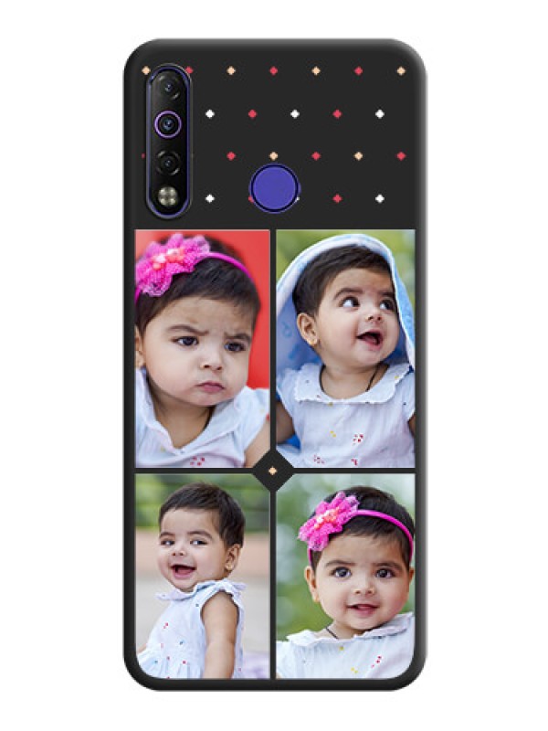 Custom Multicolor Dotted Pattern with 4 Image Holder on Space Black Custom Soft Matte Phone Cases - Tecno Camon 12 Air