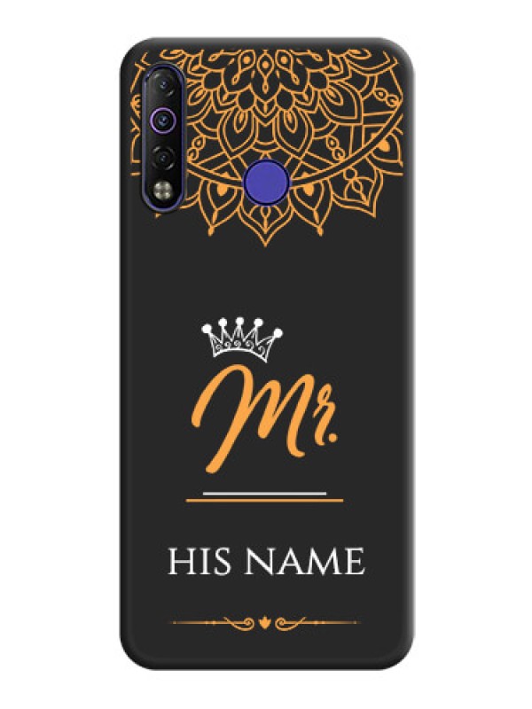 Custom Mr Name with Floral Design  on Personalised Space Black Soft Matte Cases - Tecno Camon 12 Air