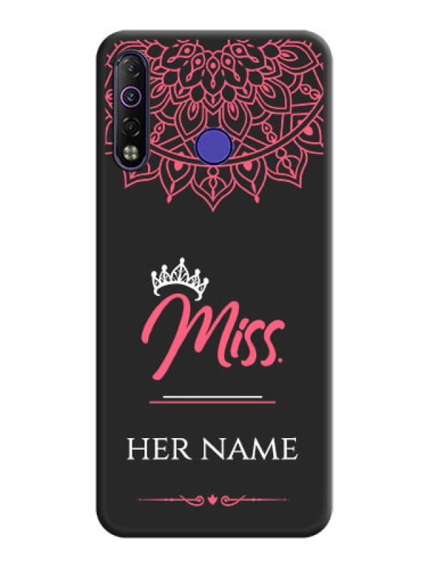 Custom Mrs Name with Floral Design on Space Black Personalized Soft Matte Phone Covers - Tecno Camon 12 Air