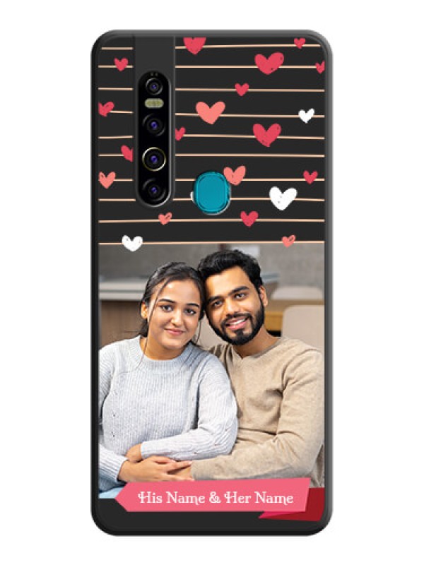 Custom Love Pattern with Name on Pink Ribbon  on Photo on Space Black Soft Matte Back Cover - Tecno Camon 15 Pro