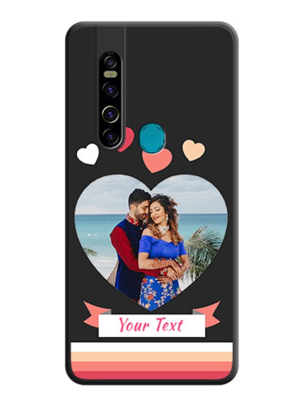 Custom Love Shaped Photo with Colorful Stripes on Personalised Space Black Soft Matte Cases - Tecno Camon 15 Pro