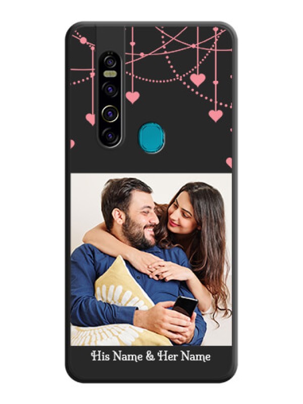 Custom Pink Love Hangings with Text on Space Black Custom Soft Matte Back Cover - Tecno Camon 15 Pro