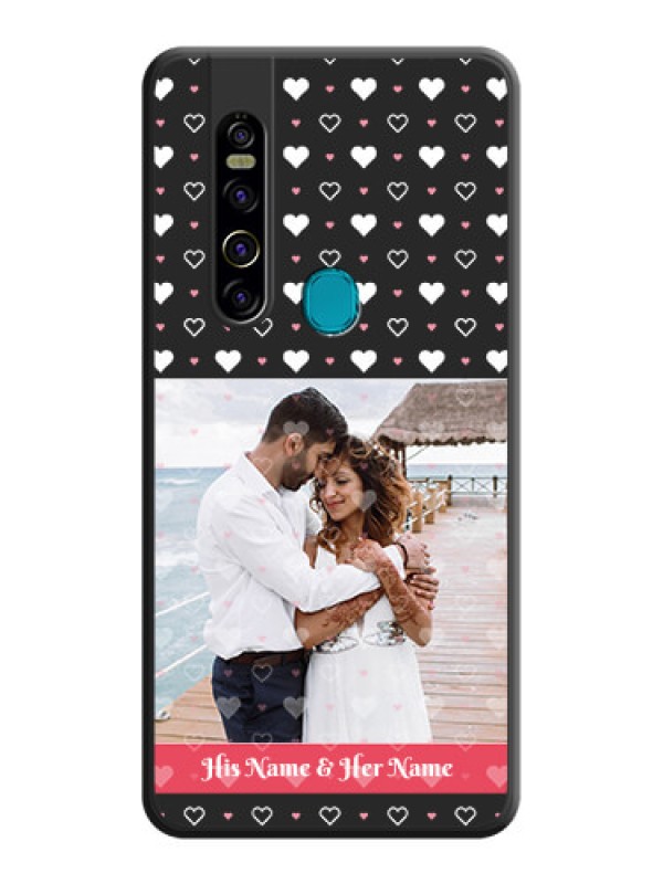 Custom White Color Love Symbols with Text Design on Photo on Space Black Soft Matte Phone Cover - Tecno Camon 15 Pro