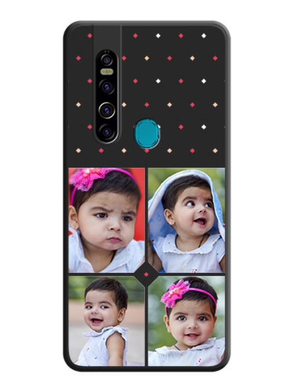 Custom Multicolor Dotted Pattern with 4 Image Holder on Space Black Custom Soft Matte Phone Cases - Tecno Camon 15 Pro