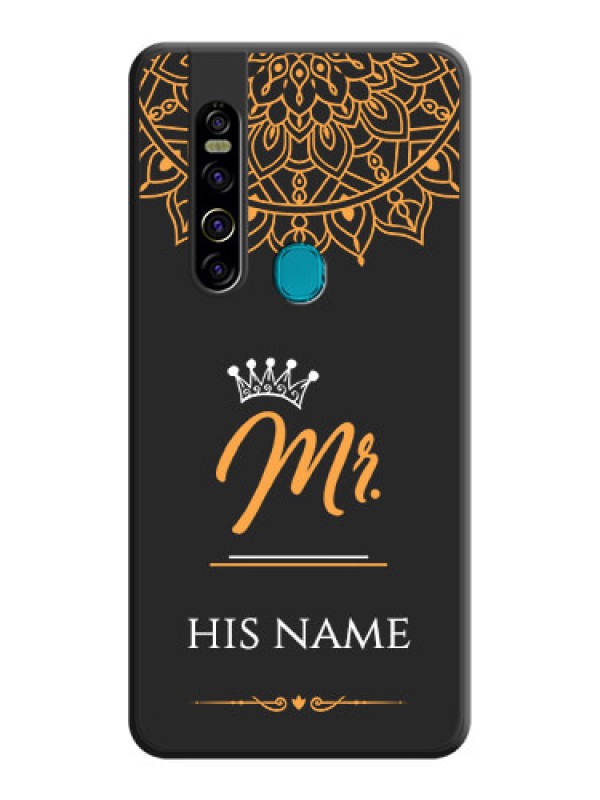 Custom Mr Name with Floral Design  on Personalised Space Black Soft Matte Cases - Tecno Camon 15 Pro