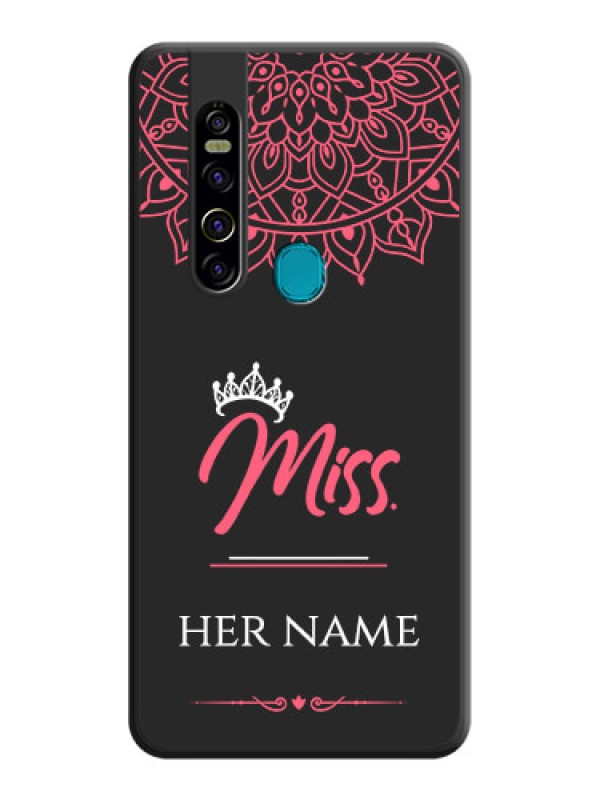 Custom Mrs Name with Floral Design on Space Black Personalized Soft Matte Phone Covers - Tecno Camon 15 Pro