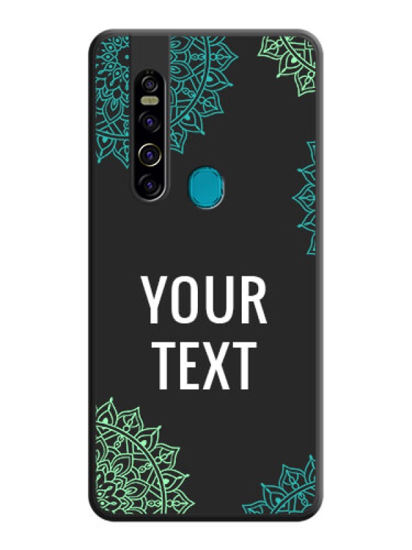 Custom Your Name with Floral Design on Space Black Custom Soft Matte Back Cover - Tecno Camon 15 Pro