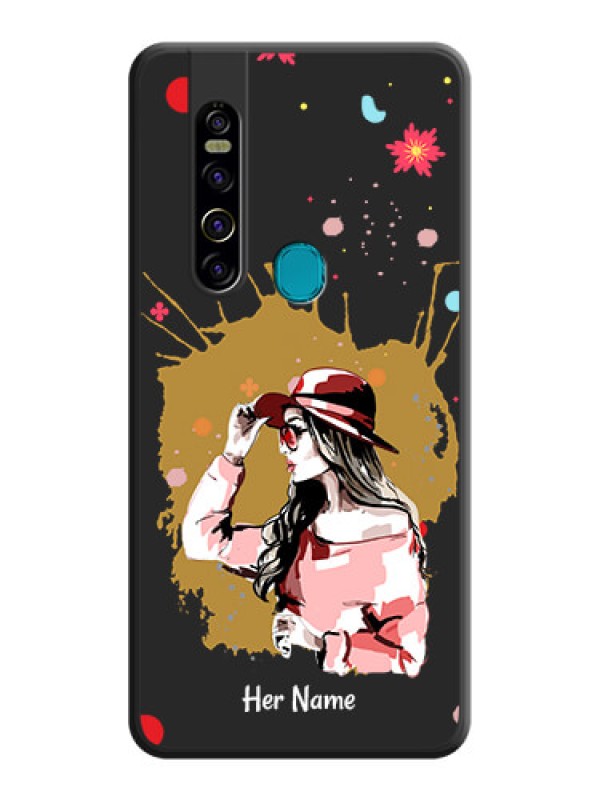 Custom Mordern Lady With Color Splash Background With Custom Text On Space Black Personalized Soft Matte Phone Covers -Tecno Camon 15 Pro