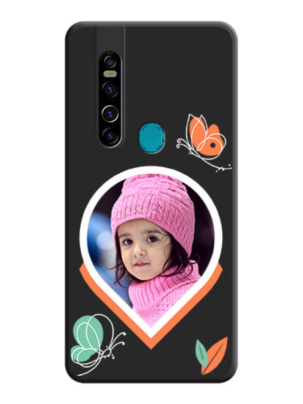 Custom Upload Pic With Simple Butterly Design On Space Black Personalized Soft Matte Phone Covers -Tecno Camon 15 Pro