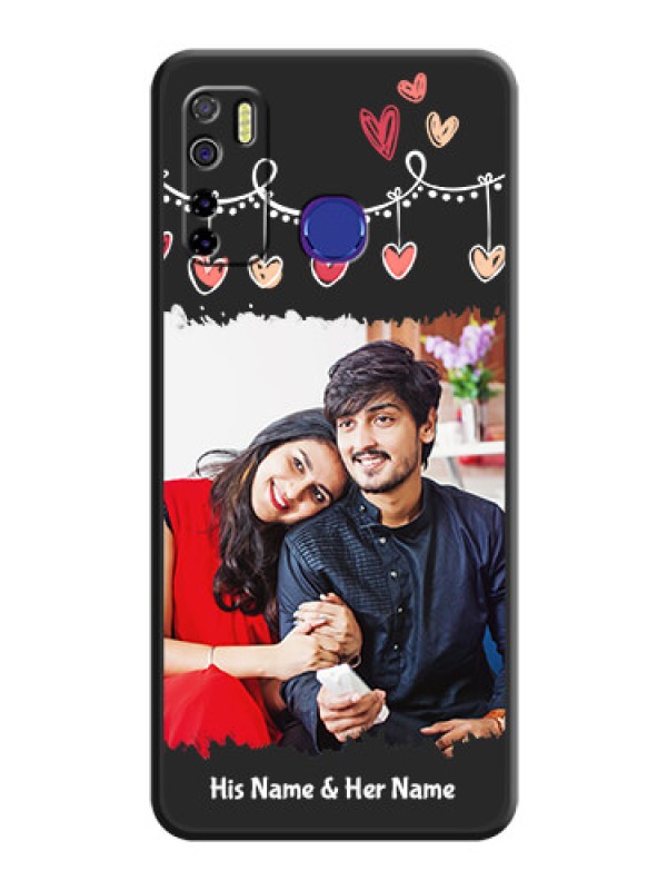 Custom Pink Love Hangings with Name on Space Black Custom Soft Matte Phone Cases - Tecno Camon 15