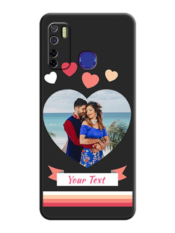 Custom Love Shaped Photo with Colorful Stripes on Personalised Space Black Soft Matte Cases - Tecno Camon 15