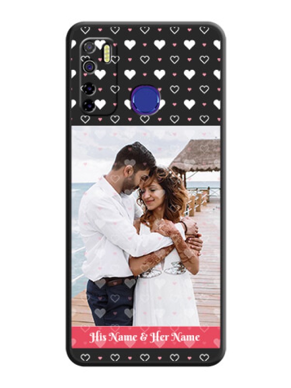 Custom White Color Love Symbols with Text Design on Photo on Space Black Soft Matte Phone Cover - Tecno Camon 15