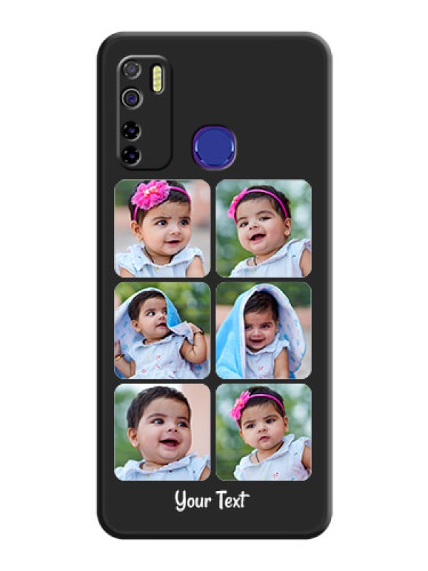 Custom Floral Art with 6 Image Holder on Photo on Space Black Soft Matte Mobile Case - Tecno Camon 15