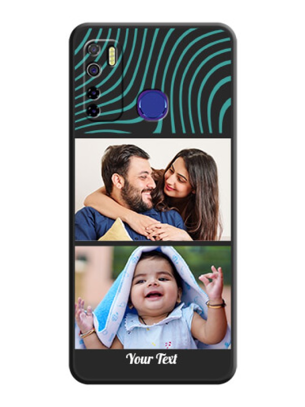 Custom Wave Pattern with 2 Image Holder on Space Black Personalized Soft Matte Phone Covers - Tecno Camon 15