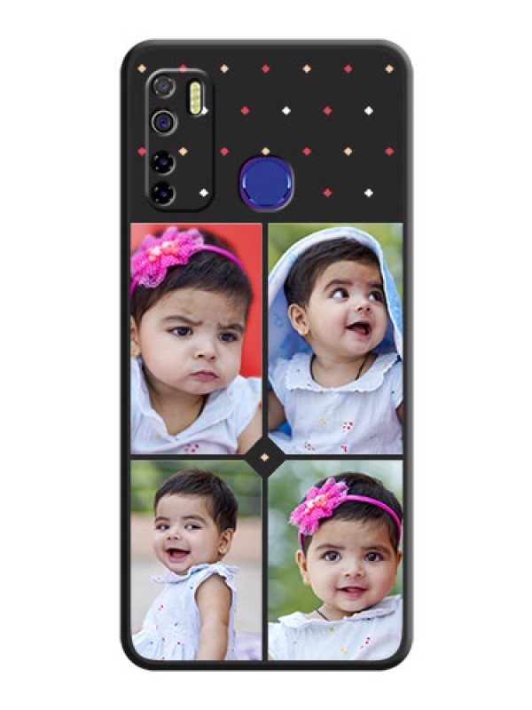 Custom Multicolor Dotted Pattern with 4 Image Holder on Space Black Custom Soft Matte Phone Cases - Tecno Camon 15