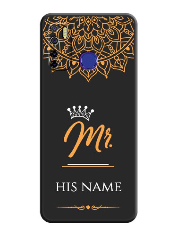 Custom Mr Name with Floral Design  on Personalised Space Black Soft Matte Cases - Tecno Camon 15