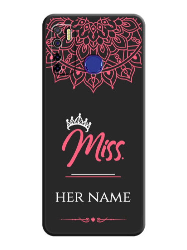 Custom Mrs Name with Floral Design on Space Black Personalized Soft Matte Phone Covers - Tecno Camon 15