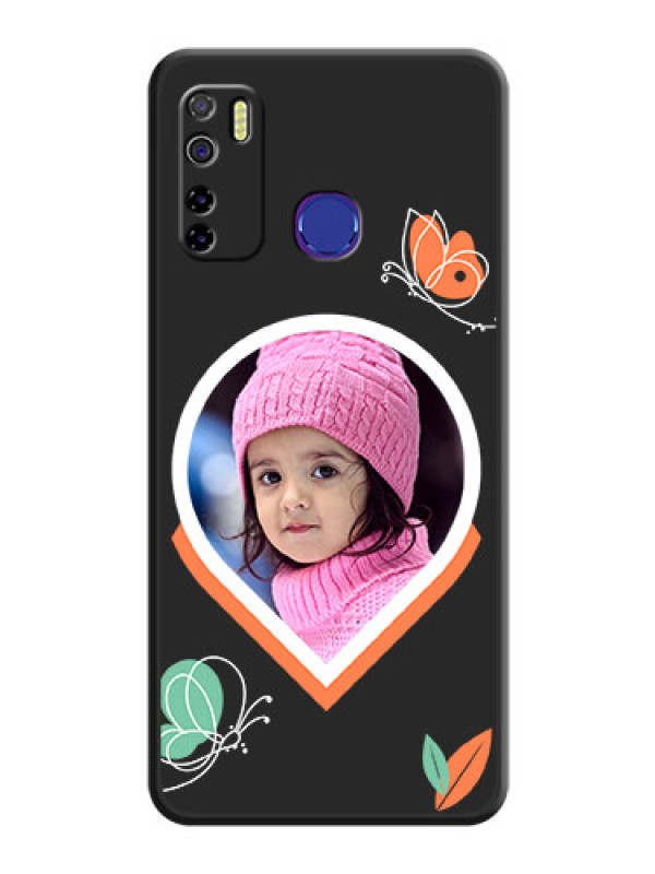 Custom Upload Pic With Simple Butterly Design On Space Black Personalized Soft Matte Phone Covers -Tecno Camon 15