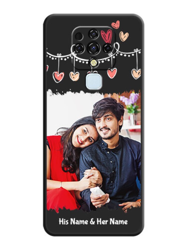 Custom Pink Love Hangings with Name on Space Black Custom Soft Matte Phone Cases - Tecno Camon 16