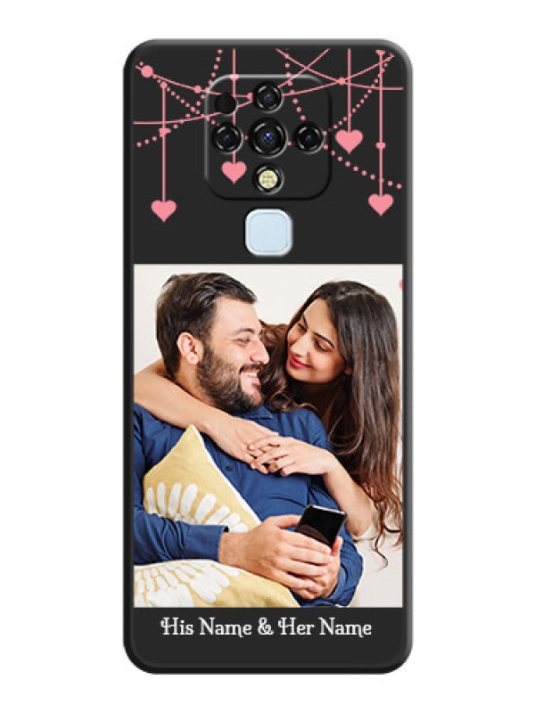 Custom Pink Love Hangings with Text on Space Black Custom Soft Matte Back Cover - Tecno Camon 16