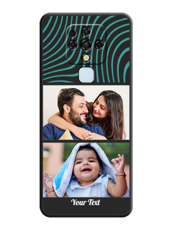 Custom Wave Pattern with 2 Image Holder on Space Black Personalized Soft Matte Phone Covers - Tecno Camon 16