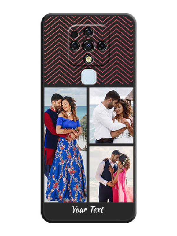 Custom Wave Pattern with 3 Image Holder on Space Black Custom Soft Matte Back Cover - Tecno Camon 16