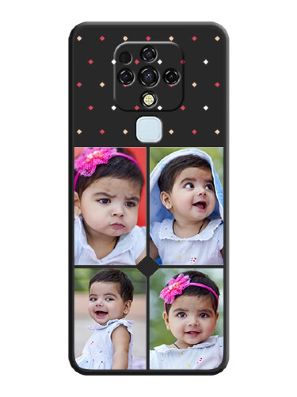 Custom Multicolor Dotted Pattern with 4 Image Holder on Space Black Custom Soft Matte Phone Cases - Tecno Camon 16